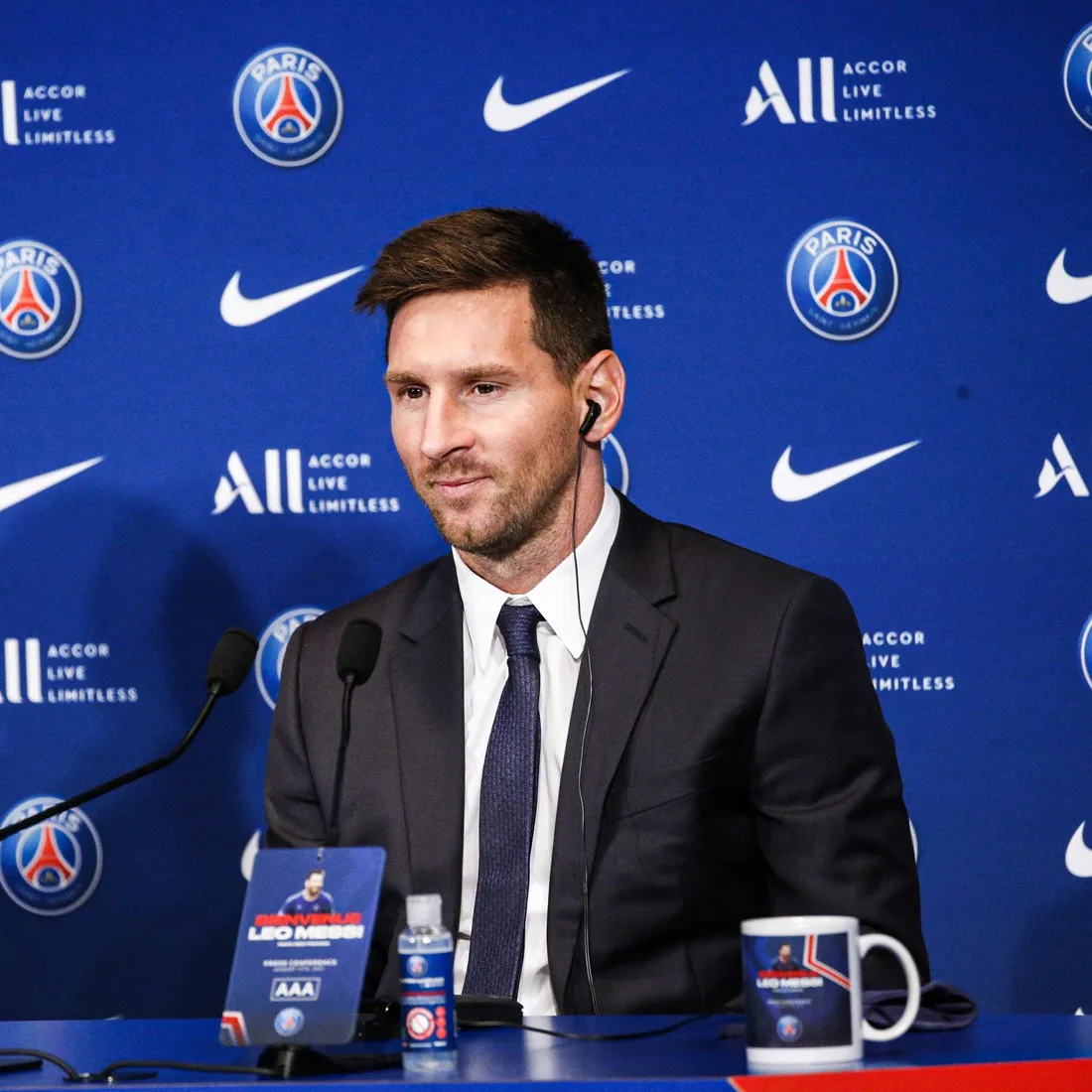 Lionel Messi lors de sa présentation par le PSG au Parc des Princes, le mercredi 11 août 2021.