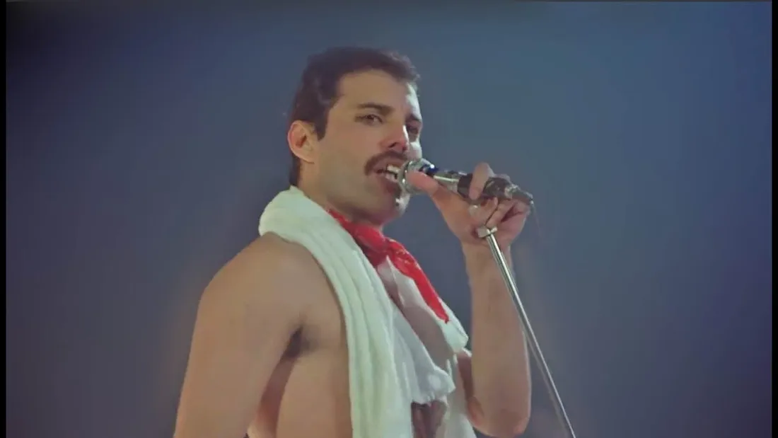 Freddie Mercury en Queen en concert à Montréal, en 1981.