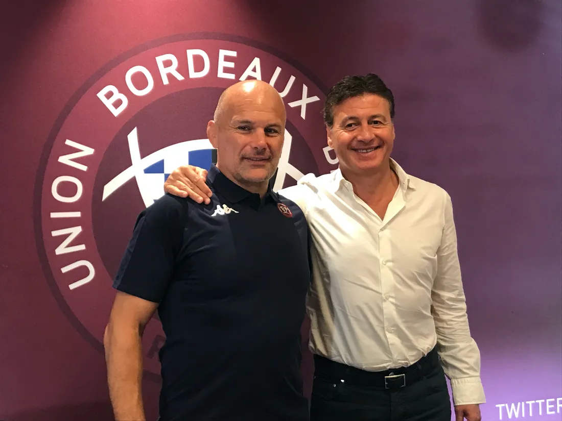 Le nouveau coach de l'UBB, Yannick Bru et le président du club Laurent Marti