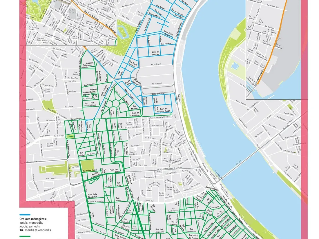 La carte du nouveau ramassage des poubelles dans la Métropole bordelaise