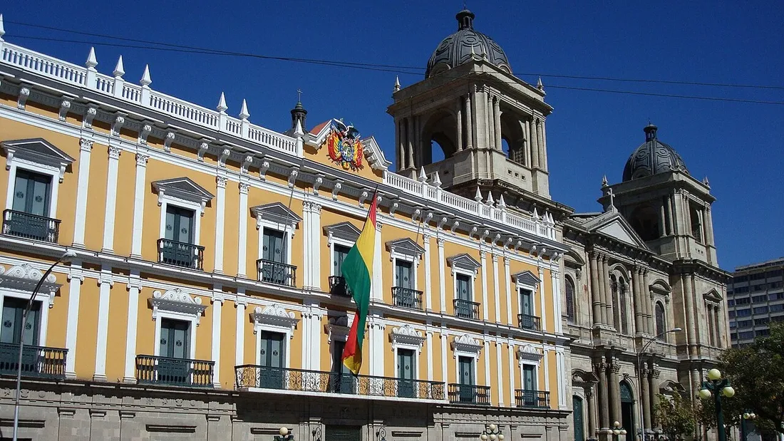 Le Palacio Quemado, le Palais présidentiel bolivien à La Paz (Bolivie).