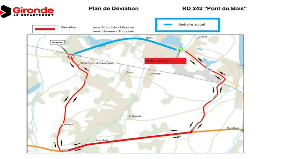 Le plan de déviation mis en place par le département 