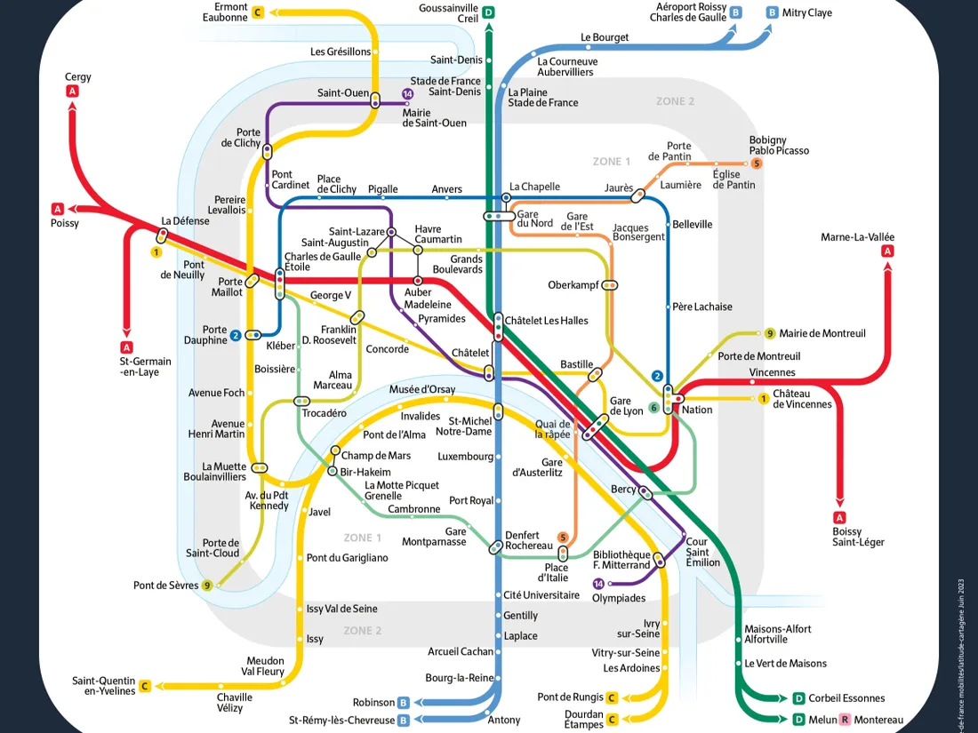 Lignes de métros et RER en fonctionnement la nuit du 21 juin