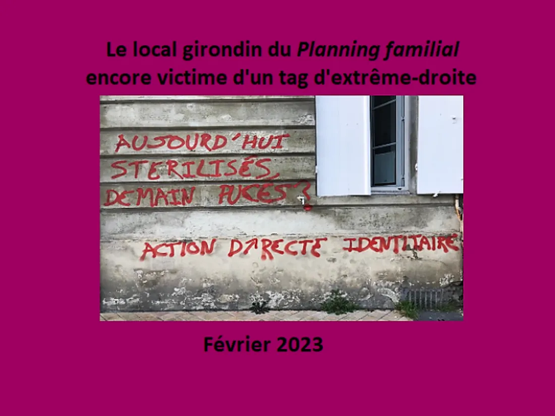 Les inscriptions sur le mur du local du Planning familial de Gironde