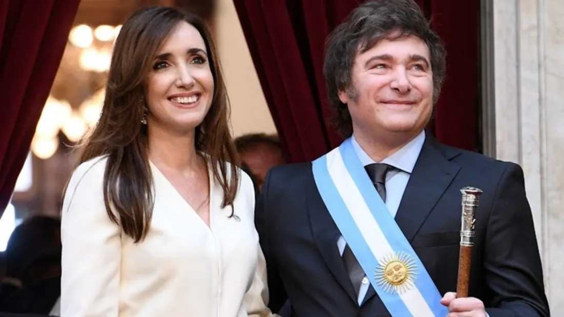 Victoria Villarruel, la vice-présidente et Javier Milei, président de l’Argentine...