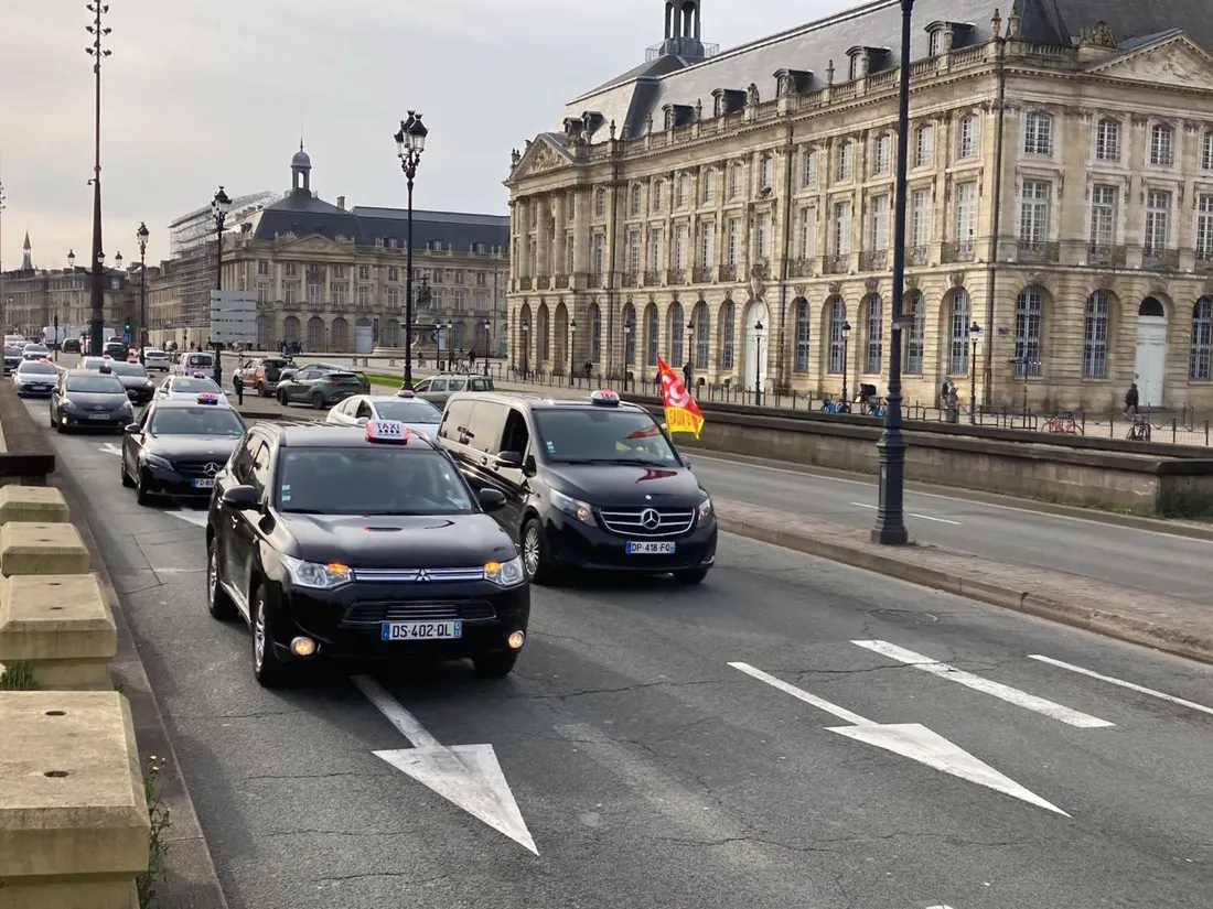 Les taxis en colère lors de la mobilisation à Bordeaux, le lundi 28 janvier 2024