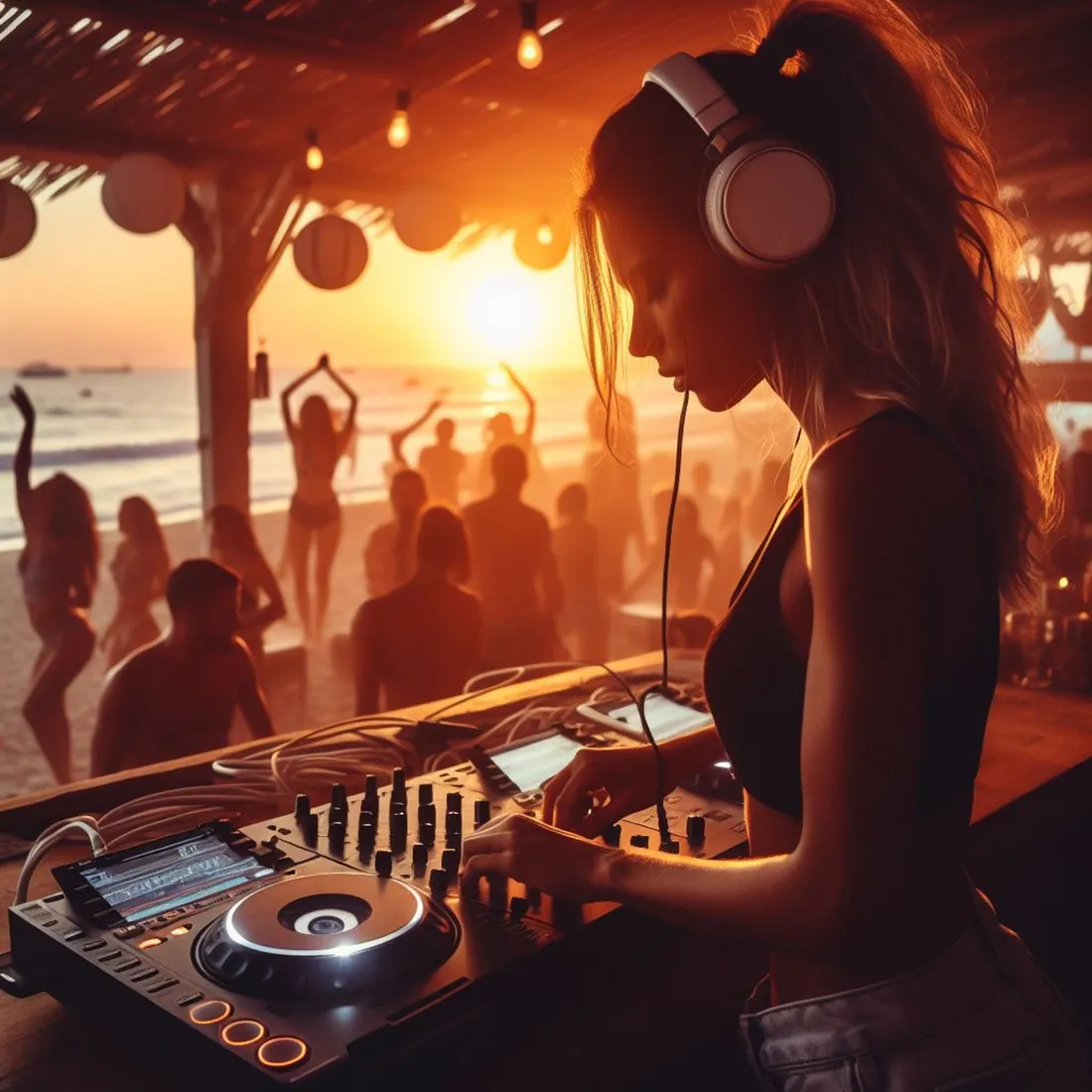 Soirée et DJ set sur la plage.
