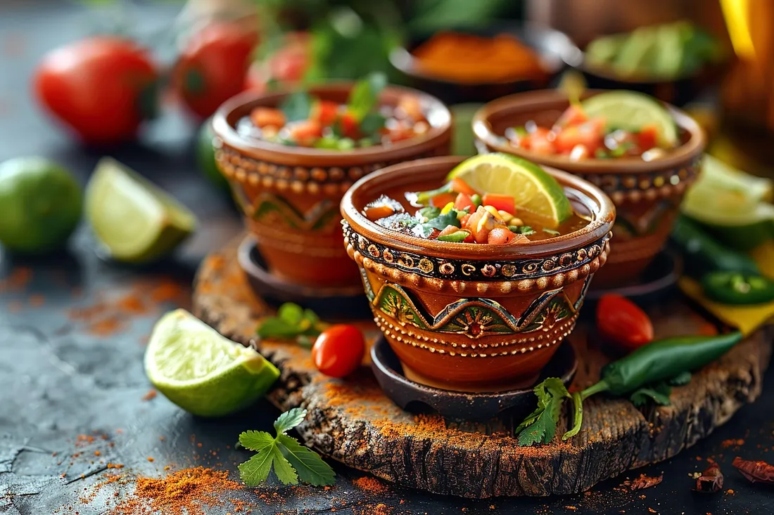 Un assortiment de nourriture mexicaine.