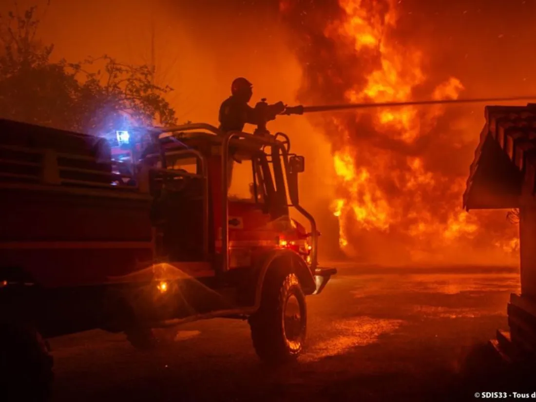Incendie dans le Médoc, près de Saumos