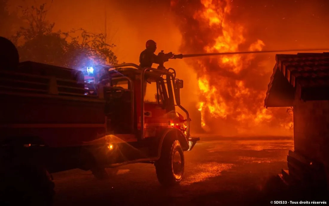 Incendie dans le Médoc, près de Saumos