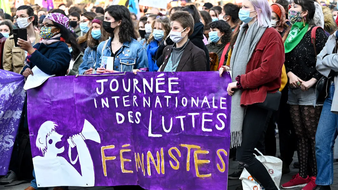 Une manifestation pour les droits des femmes en France en 2021.