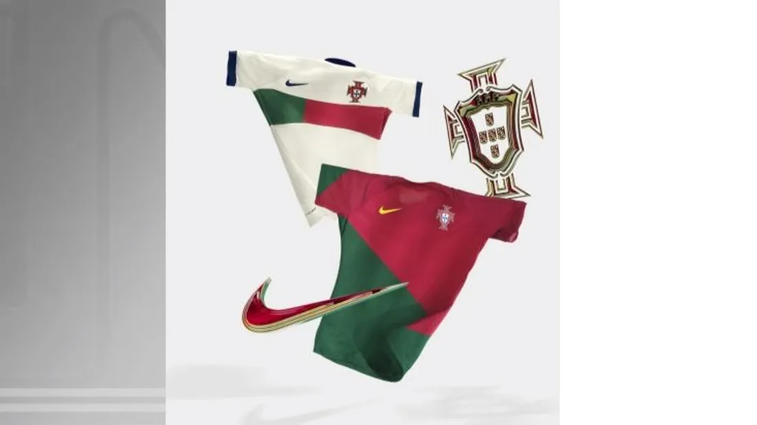 Les maillots de l’équipe portugaise de football pour la Coupe du monde 2022.