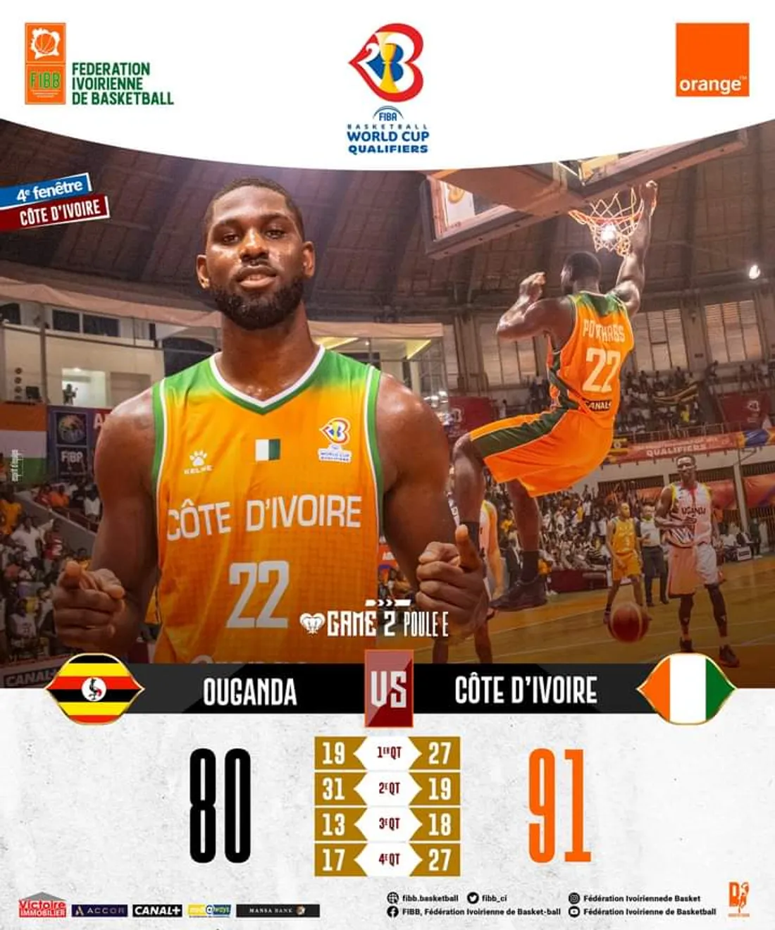 Eliminatoires de la Coupe du monde de Basketball 2023 : la Côte d'Ivoire  invincible