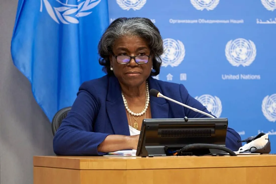 Linda Thomas-Greenfield,  ambassadrice des États-Unis auprès de l'ONU depuis le 23 février 2021 