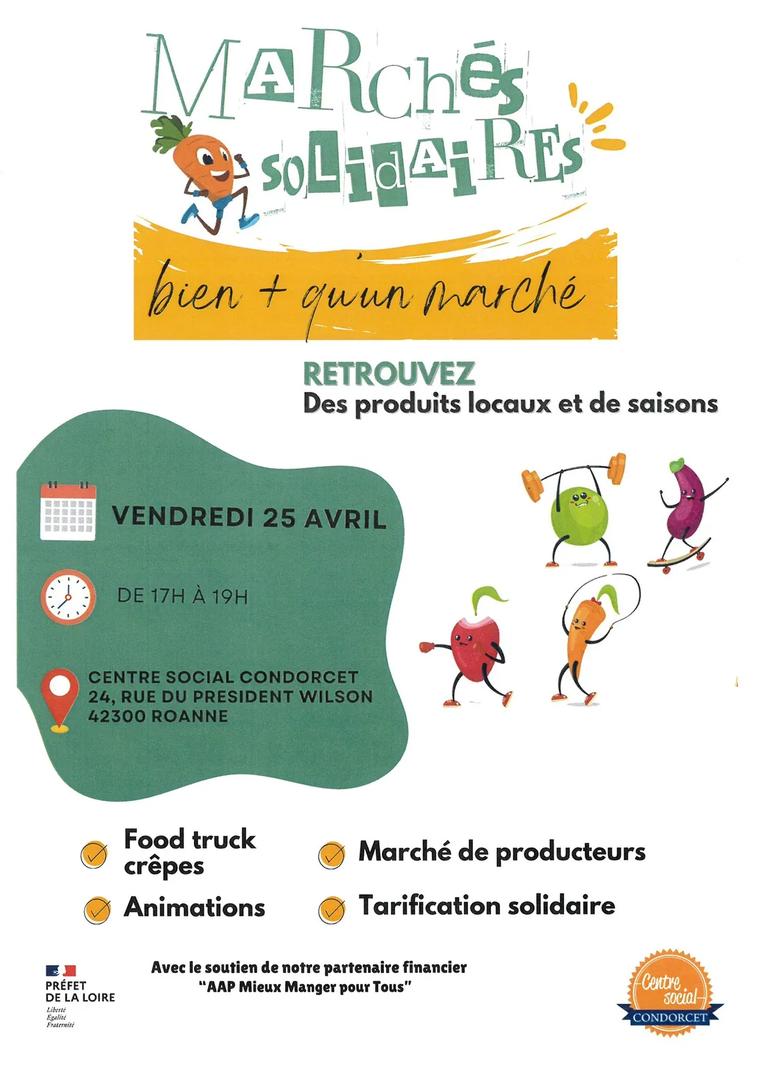 Marché solidaire au centre social Condorcet à Roanne