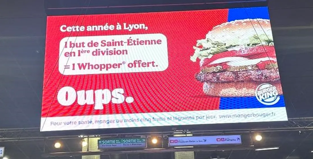 Burger King trolle l'ASSE à Lyon.