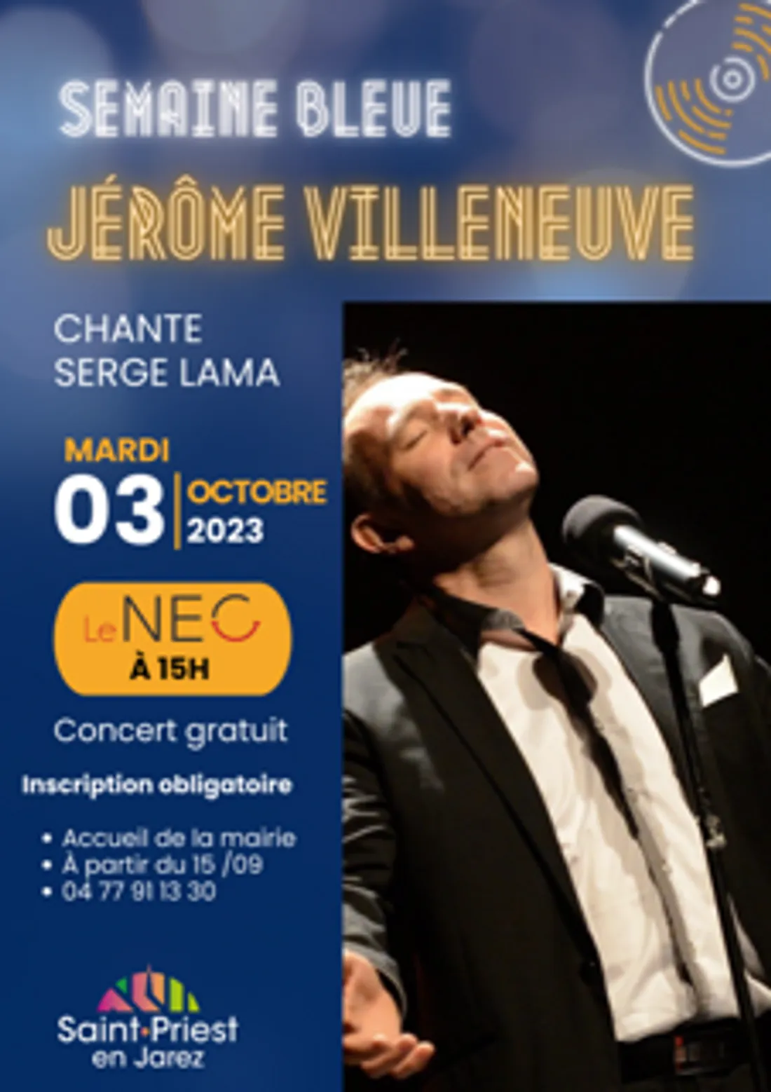 Jérôme Villeneuve chante Serge Lama à St-Priest-en-Jarez