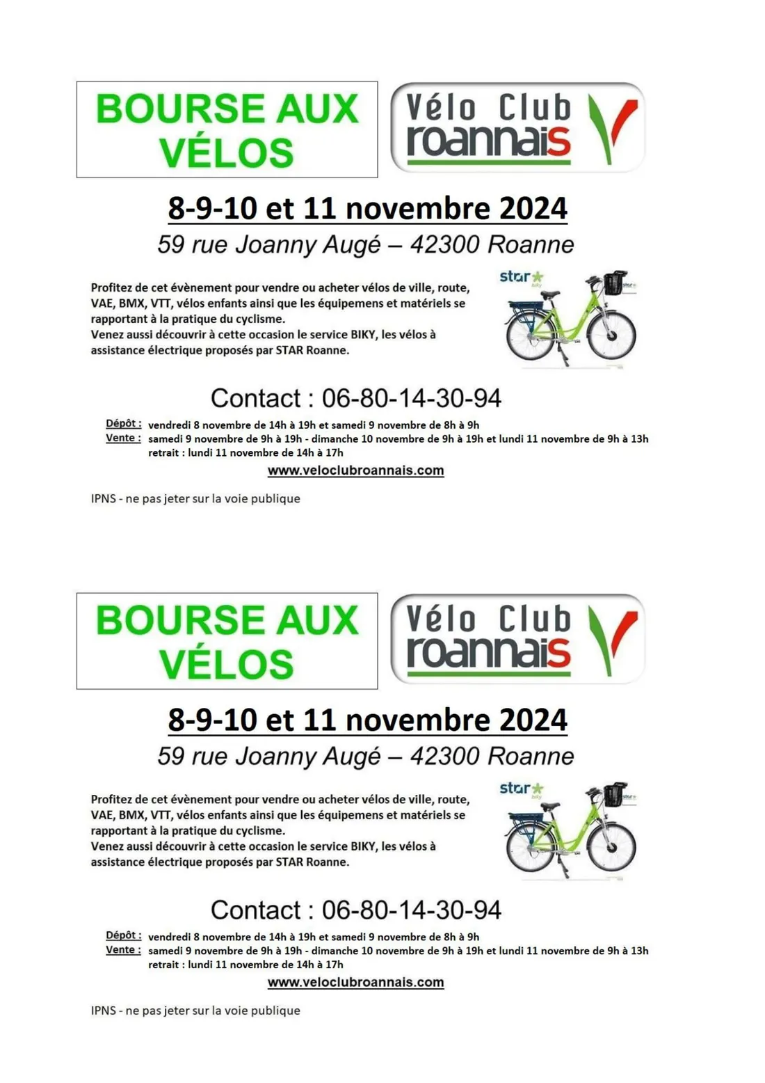 Bourse aux vélos d'automne à Roanne