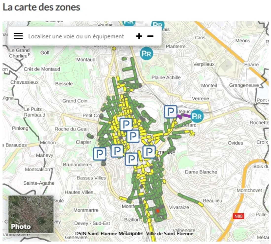 La carte du stationnement à Saint-Etienne.