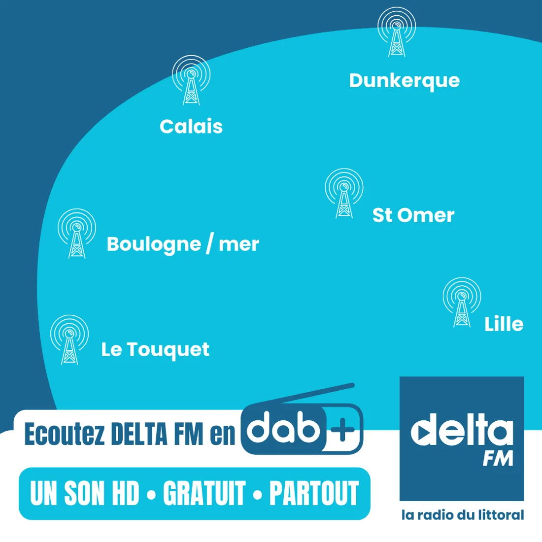 Zones couvertes en DAB+ par Delta FM
