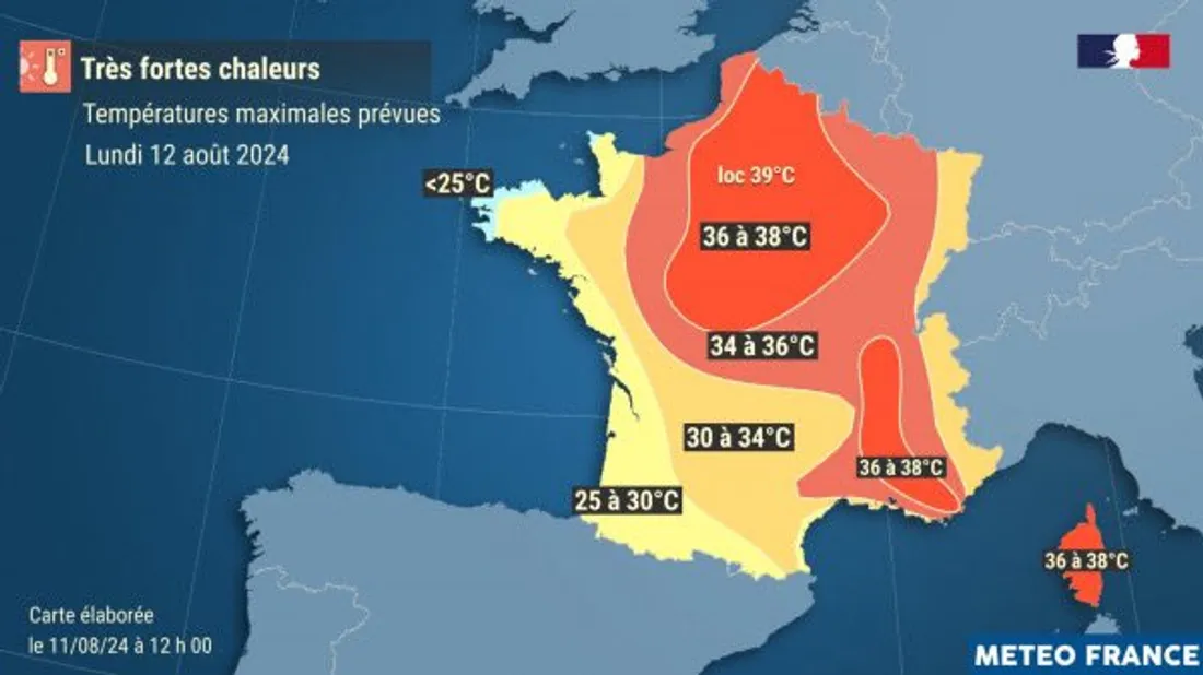 carte météo lundi 12 aout