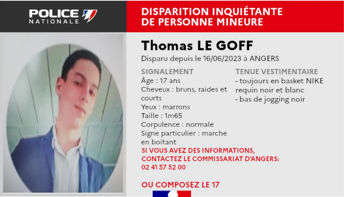 Disparition Thomas Le Goff_22 06 23_Police nationale 49