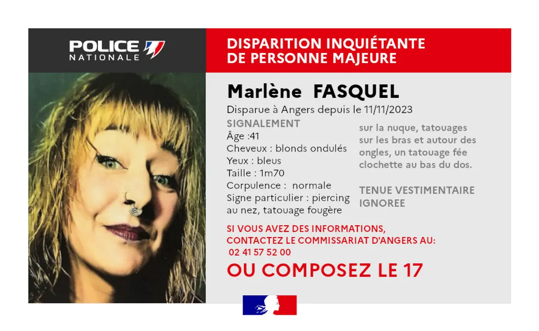 Disparition inquiétante Marlène Fasquel Angers_17 11 23_Police Nationale