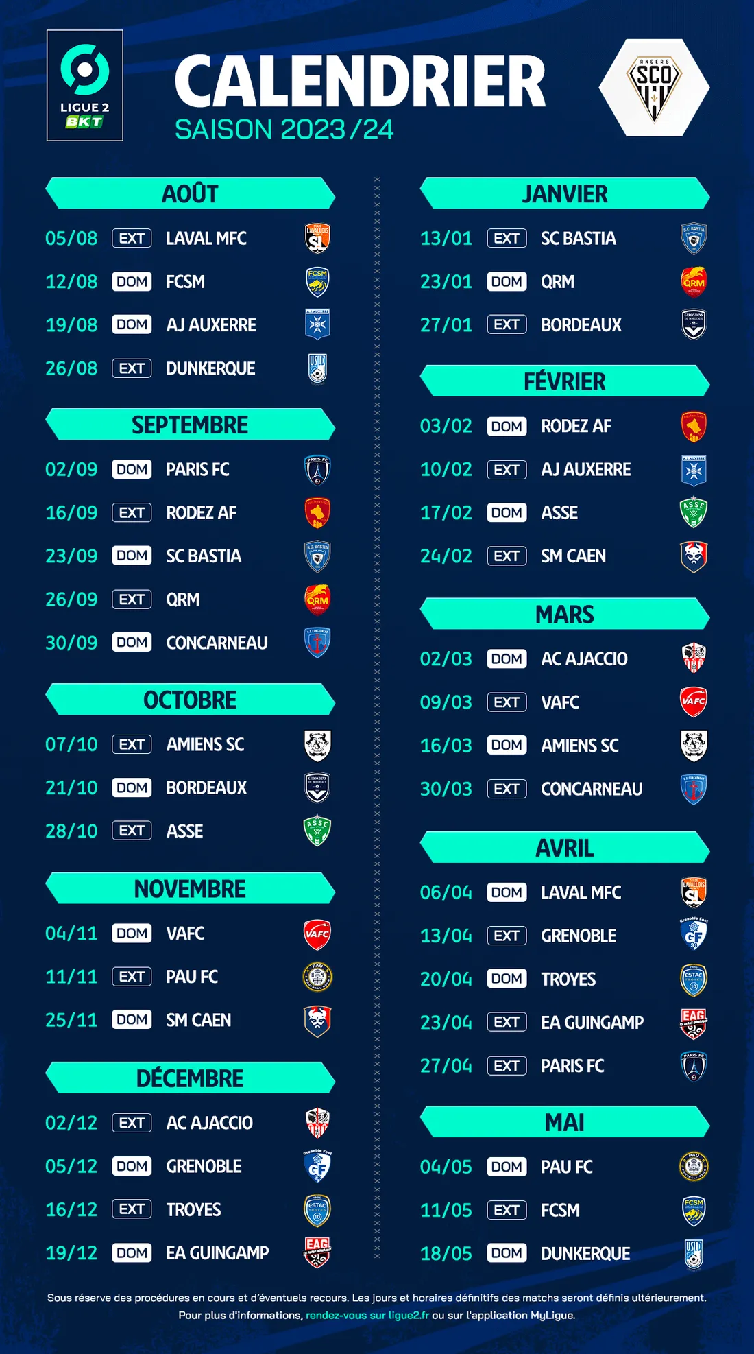 Le calendrier de Ligue 2 est désormais connu.