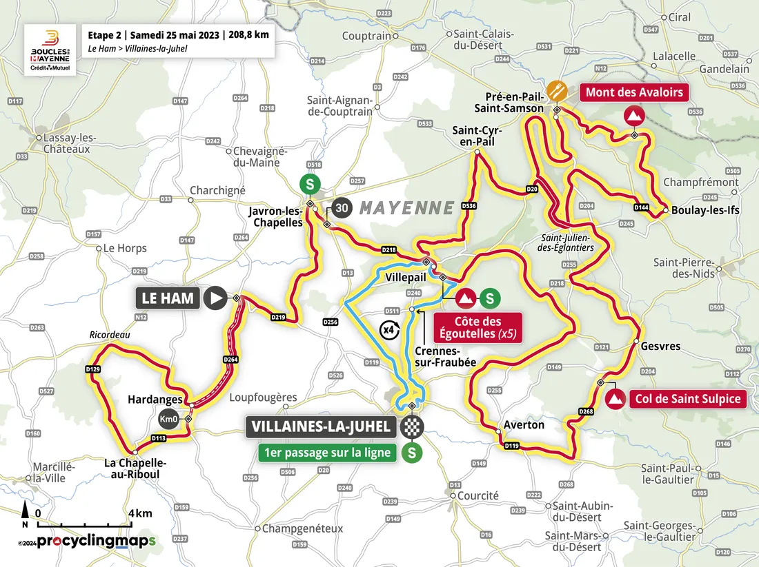 Le parcours de la 2e étape des Boucles de la Mayenne.