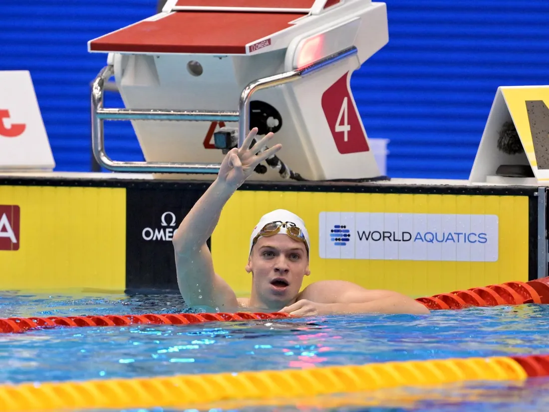 Léon Marchand ce jeudi aux Mondiaux de natation