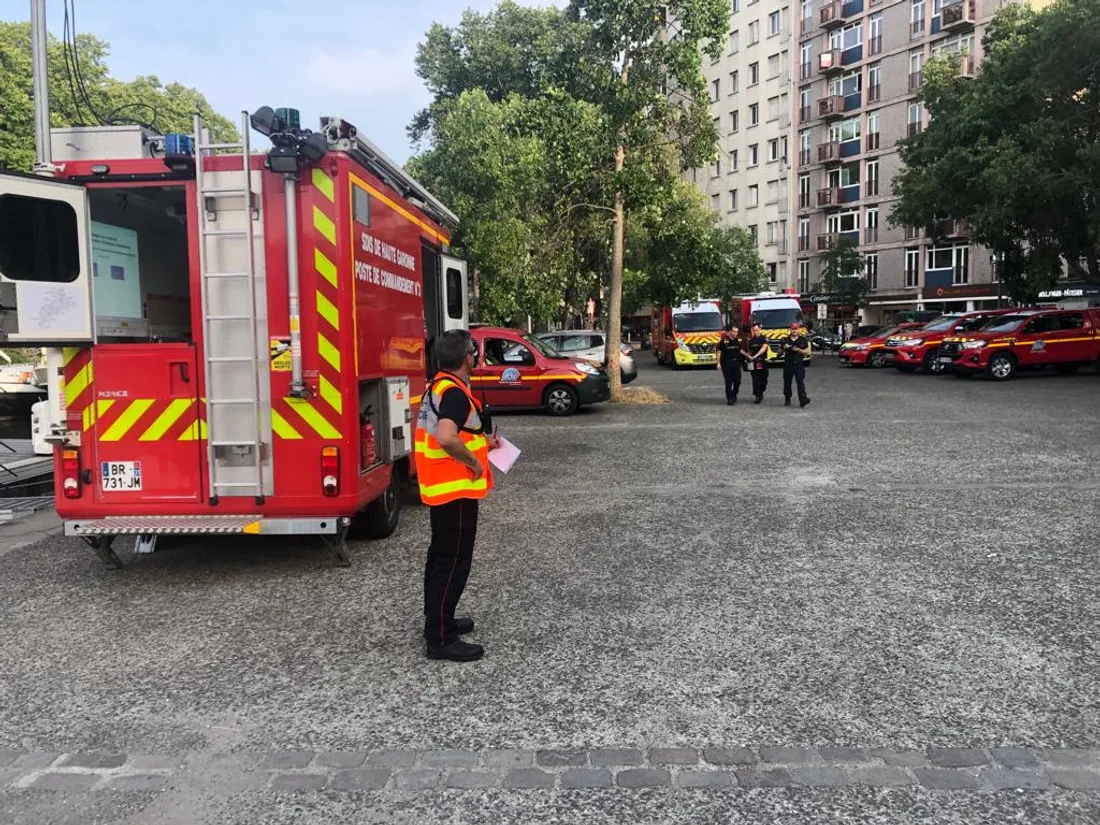 Les secours déployés au Grand Rond ce mardi à Toulouse.
