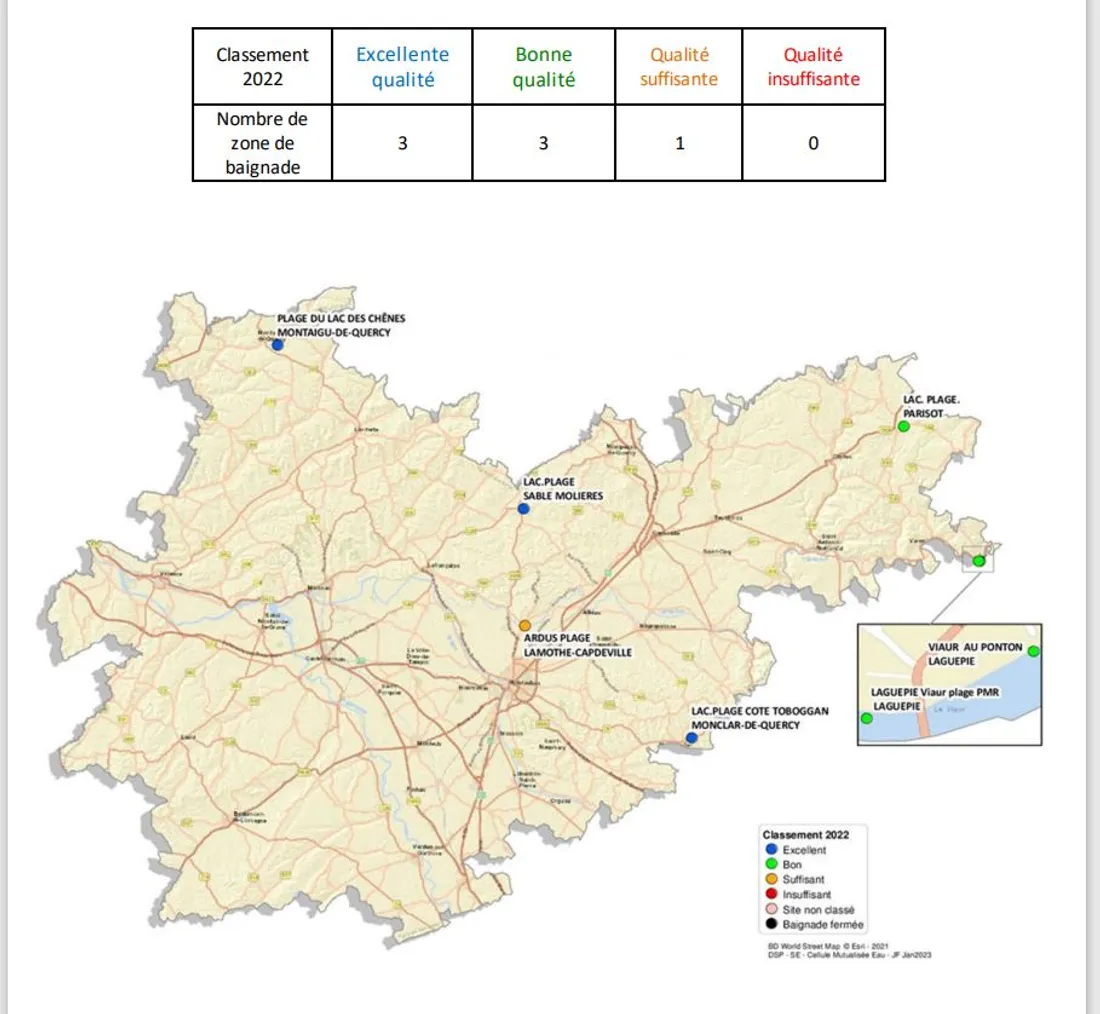 Tarn-et-Garonne. 4 zones de baignade collinaires sont de qualité excellente ou bonne. 