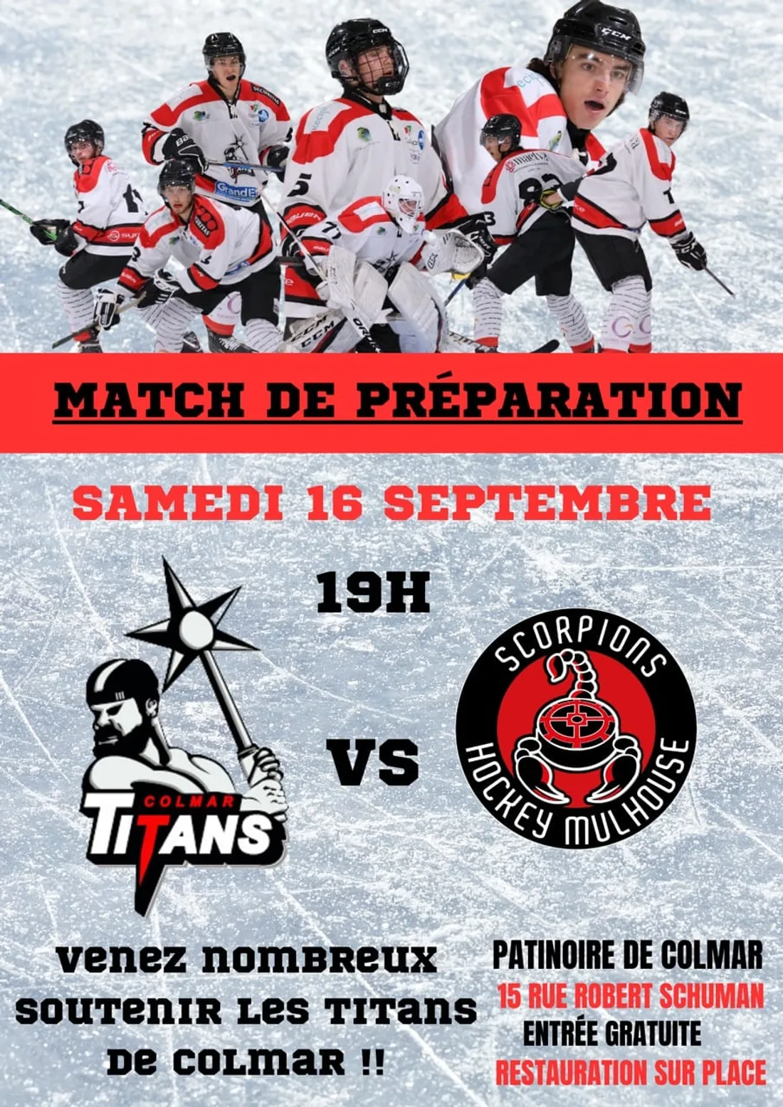 Match Hockey : Les Titans de Colmar / Les Scorpions de Mulhouse - Match de préparation