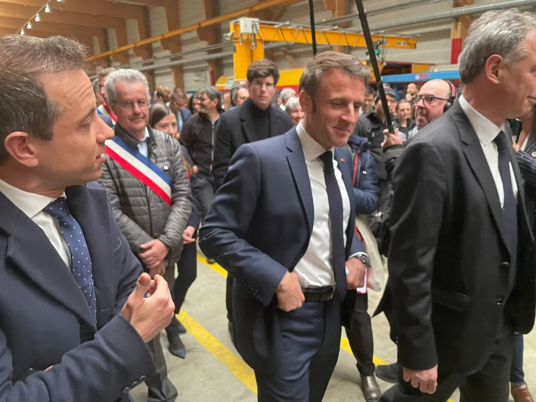 Emmanuel Macron est arrivé à Muttersholtz ce mercredi.