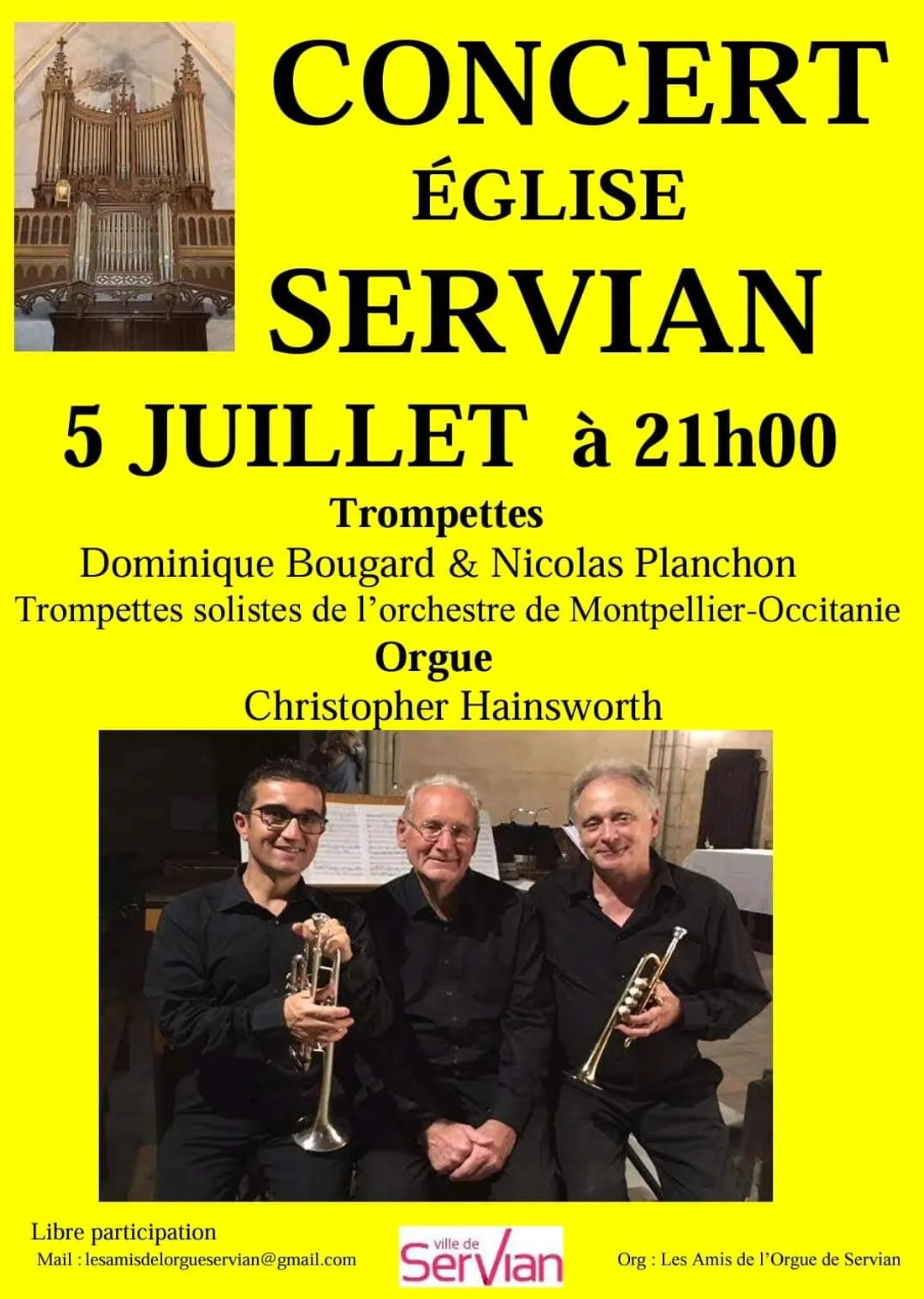 Concert trompette-orgue église de Servian