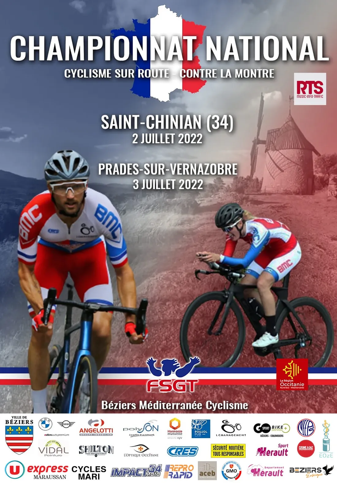 Championnat de France de cyclisme à Saint Chinian et Prade sur Vernazobre