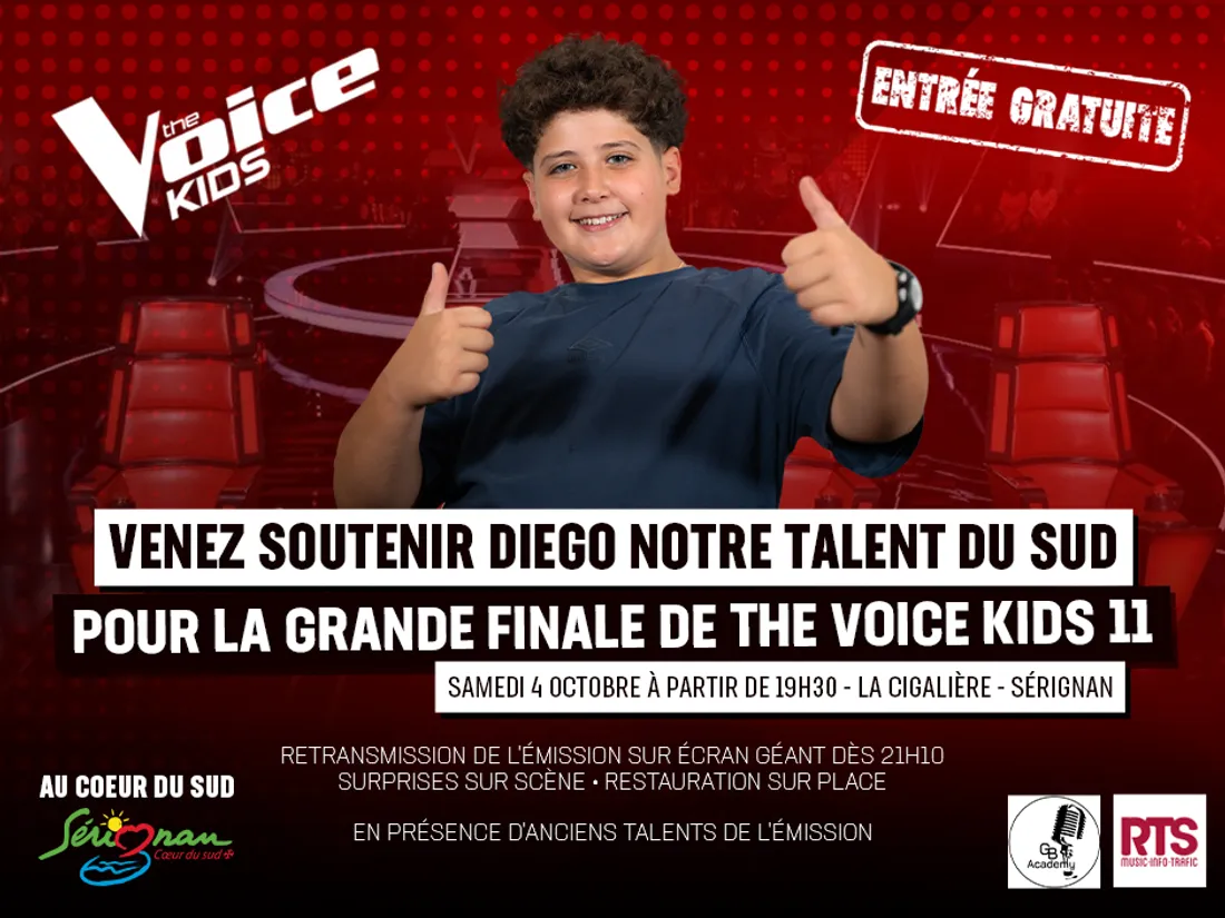Venez soutenir Diego lors de la finale de The Voice Kids 11