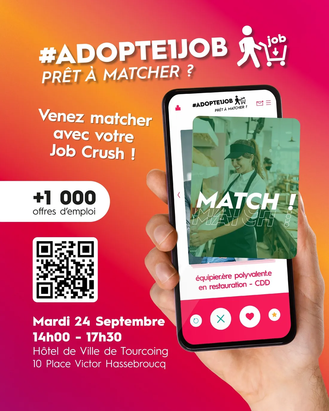 "Adopte 1 Job" à Tourcoing ce mardi