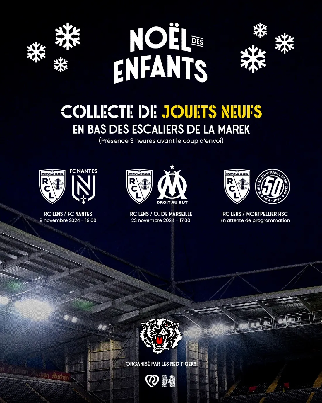 Trois collectes de jouets neufs au stade Bollaert