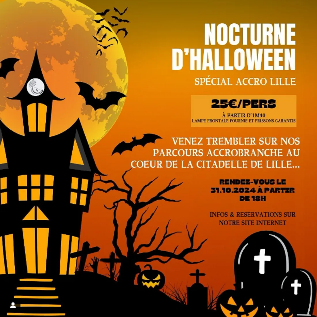 Nocturne accrobranche pour Halloween chez Accro Lille