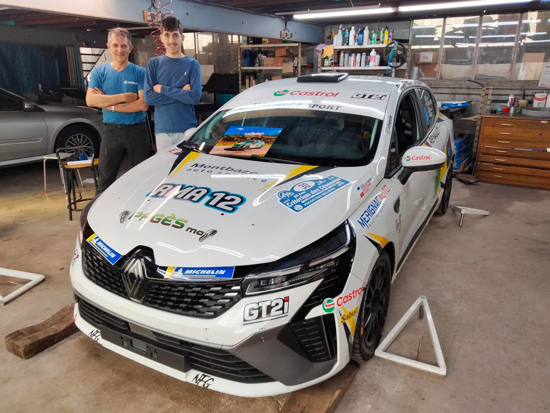 Arthur Pélamourgues, son père François et la Clio Rallye 4