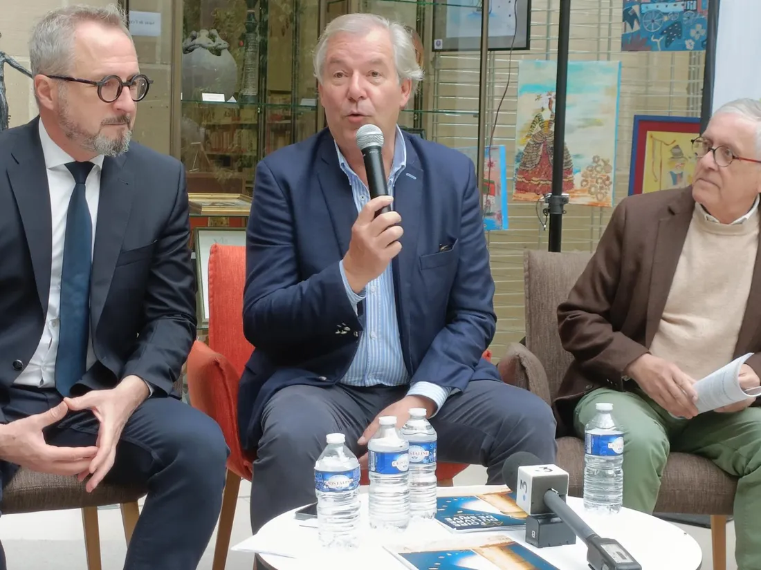 Frédéric Soulier, maire de Brive, Jérôme Garcin, Président et François David commissaire général