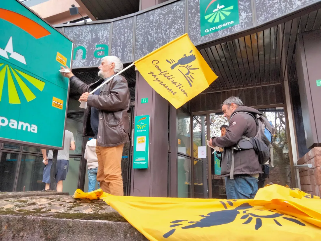 Les militants de la Confédération paysanne mobilisés à Rodez (Aveyron) en novembre 2024.