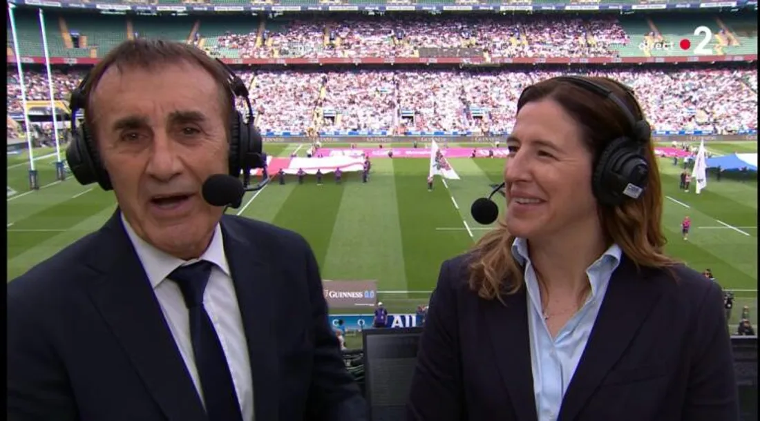 Jean Abeilhou et Marie Sempéré, lors du Angleterre-France du Tournoi 2025