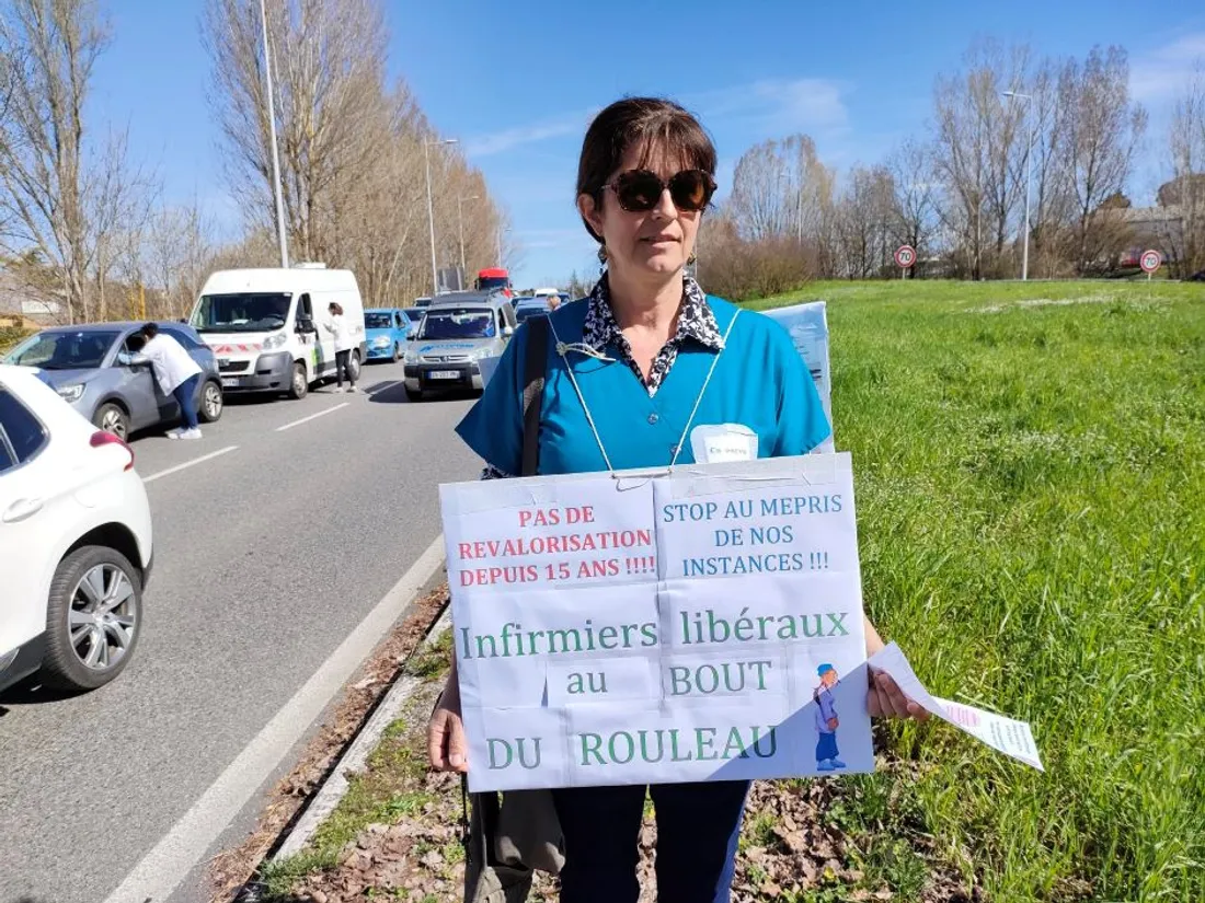 Mobilisation des infirmiers libéraux le 19 mars 2024 à Rodez (Aveyron).