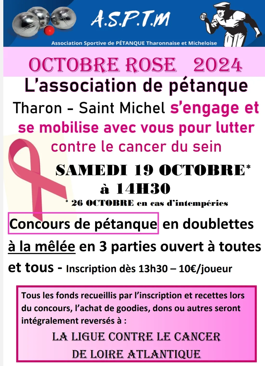 Tournoi de pétanque Octobre Rose - St-Michel-Chef-Chef