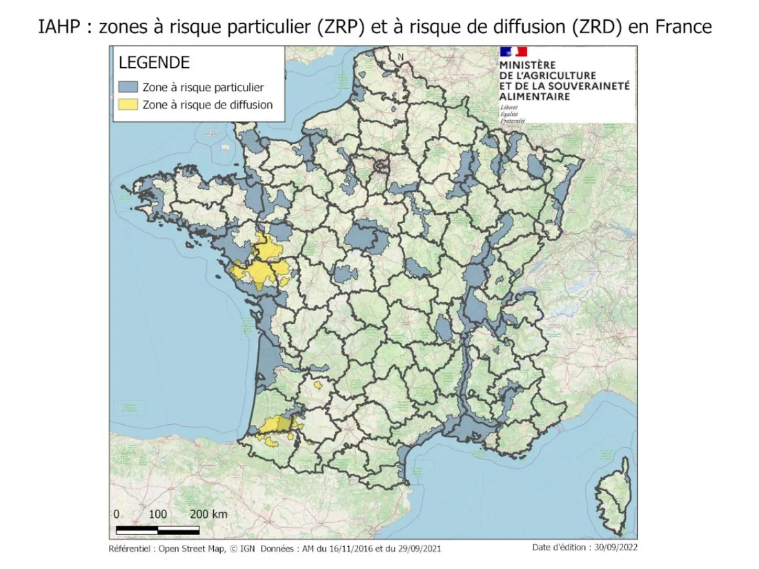 La carte de France des zones à risque, au 30 août 2023