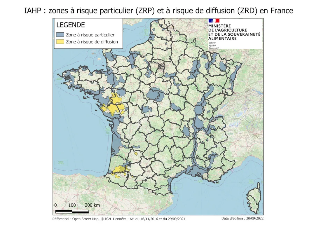 La carte de France des zones à risque, au 30 août 2023