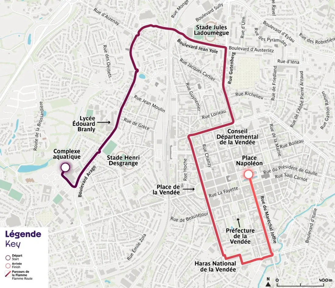 Le parcours de la flamme olympique à La-Roche-sur-Yon