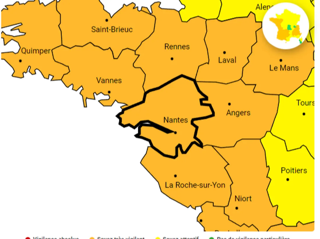La carte de vigilance de Météo-France